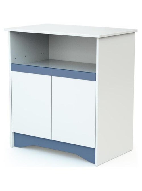 AT4 - Cassettiera fasciatoio 2 ante COTILLON legno - Bianco/Blu - 79 x 65,5 x 94 cm - Kiabi