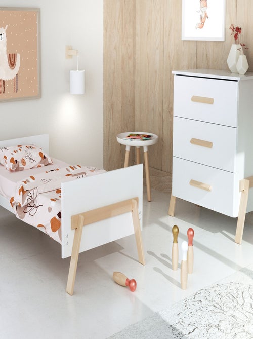 AT4 - Cassettiera fasciatoio 3 cassetti Canaille legno - Bianco/Faggio natural - 87 x 66 x 94 cm - Kiabi