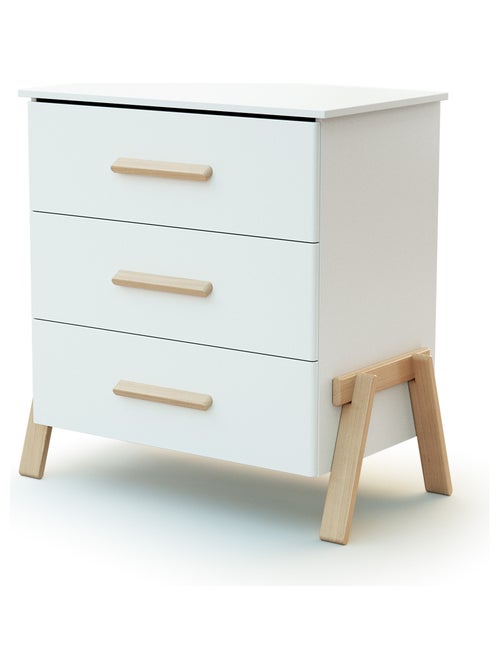 AT4 - Cassettiera fasciatoio 3 cassetti Canaille legno - Bianco/Faggio natural - 87 x 66 x 94 cm - Kiabi