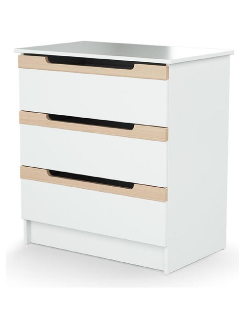 AT4 - Cassettiera fasciatoio 3 cassetti CARROUSEL legno - Bianco/Faggio natural - 79 x 65,5 x 94 cm - Kiabi