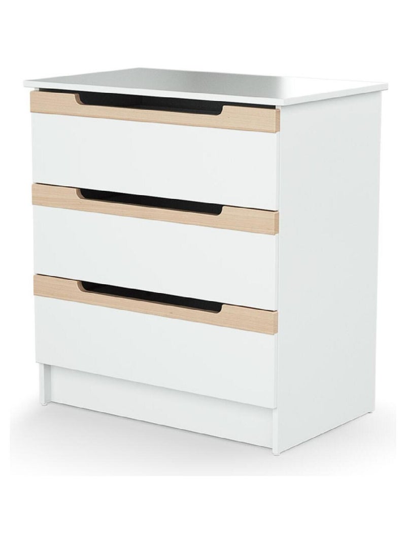 AT4 - Cassettiera fasciatoio 3 cassetti CARROUSEL legno - Bianco/Faggio natural - 79 x 65,5 x 94 cm Beige/Bianco - Kiabi