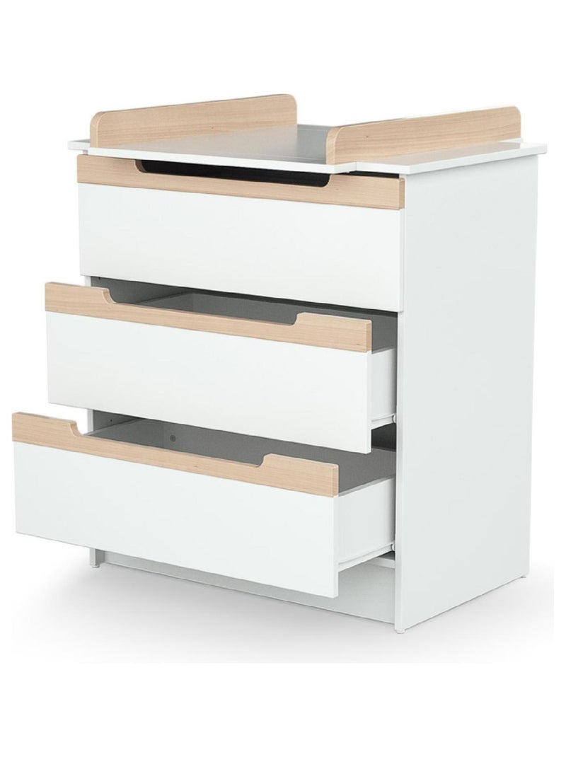 AT4 - Cassettiera fasciatoio 3 cassetti CARROUSEL legno - Bianco/Faggio natural - 79 x 65,5 x 94 cm Beige/Bianco - Kiabi