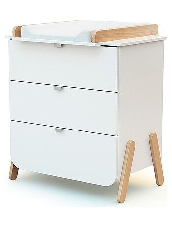 AT4 - Cassettiera fasciatoio 3 cassetti PIRATE legno - Bianco/Faggio - 79 x 65,5 x 94