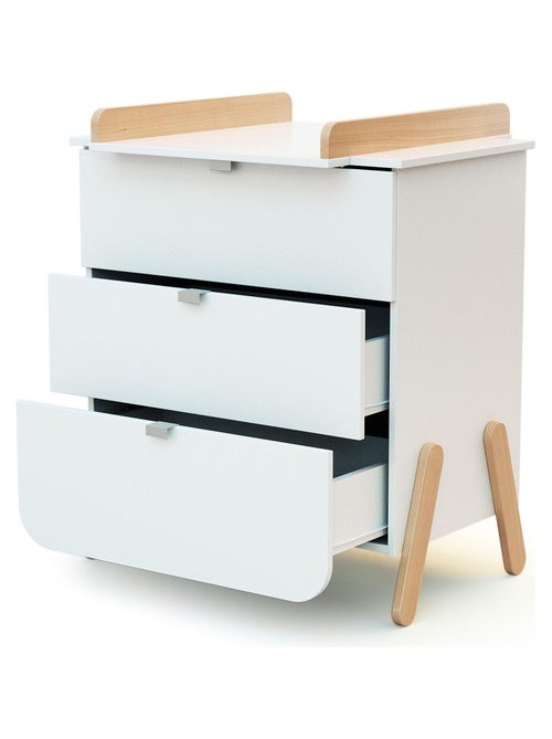 AT4 - Cassettiera fasciatoio 3 cassetti PIRATE legno - Bianco/Faggio - 79 x 65,5 x 94 - Kiabi