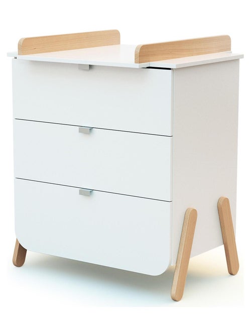 AT4 - Cassettiera fasciatoio 3 cassetti PIRATE legno - Bianco/Faggio - 79 x 65,5 x 94 - Kiabi