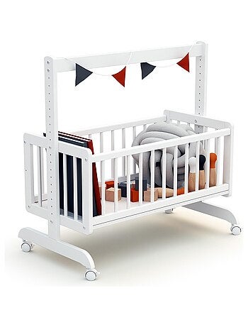 AT4 - Culla co-sleeping evolutiva NINO legno - Bianco - 40 x 80 - 88 x 52 x 90 cm