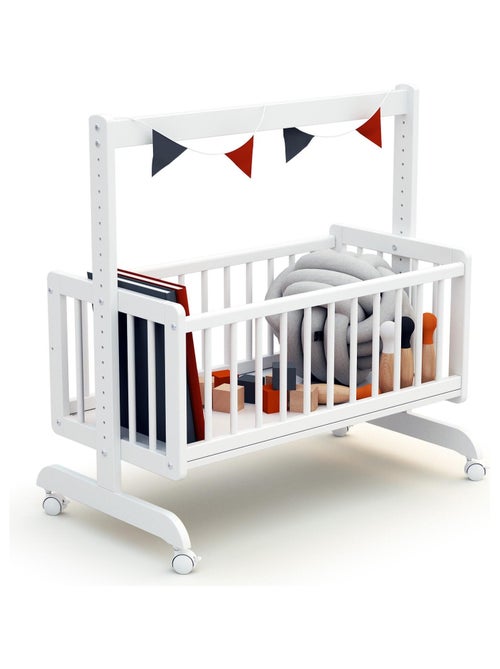 AT4 - Culla co-sleeping evolutiva NINO legno - Bianco - 40 x 80 - 88 x 52 x 90 cm - Kiabi