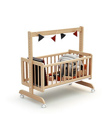 AT4 - Culla co-sleeping evolutiva NINO legno - Faggio verni - 40 x 80 - 88 x 52 x 90 cm