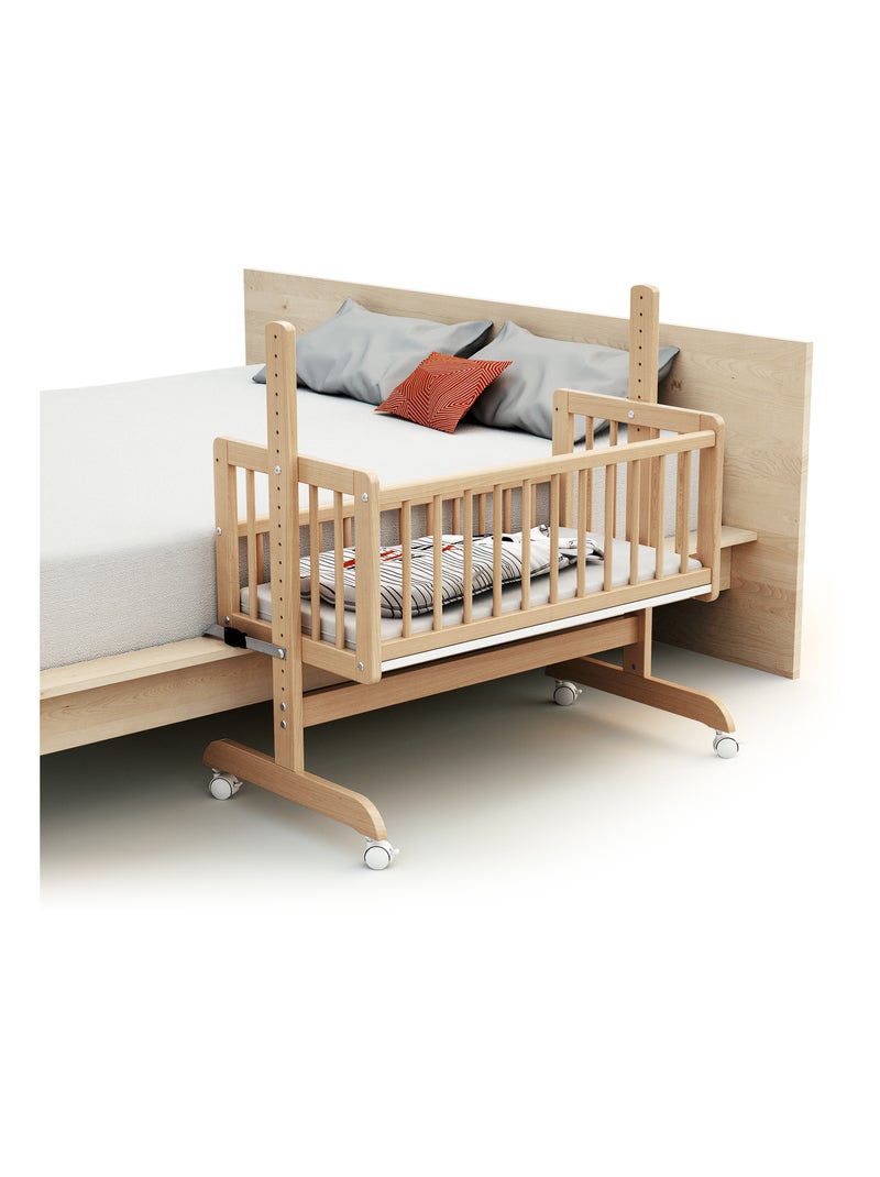 AT4 - Culla co-sleeping evolutiva NINO legno - Faggio verni - 40 x 80 - 88 x 52 x 90 cm Beige chiaro - Kiabi