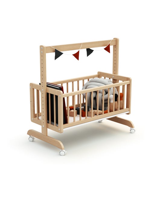 AT4 - Culla co-sleeping evolutiva NINO legno - Faggio verni - 40 x 80 - 88 x 52 x 90 cm - Kiabi AT4 - Culla co-sleeping evolutiva NINO legno - Faggio verni - 40 x 80 - 88 x 52 x 90 cm - Kiabi