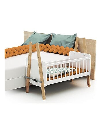 AT4 - Culla co-sleeping PIRATE legno - Bianco/Faggio natural - 87 x 50 x 74 cm