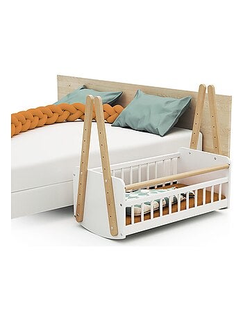 AT4 - Culla co-sleeping PIRATE legno - Bianco/Faggio natural - 87 x 50 x 74 cm