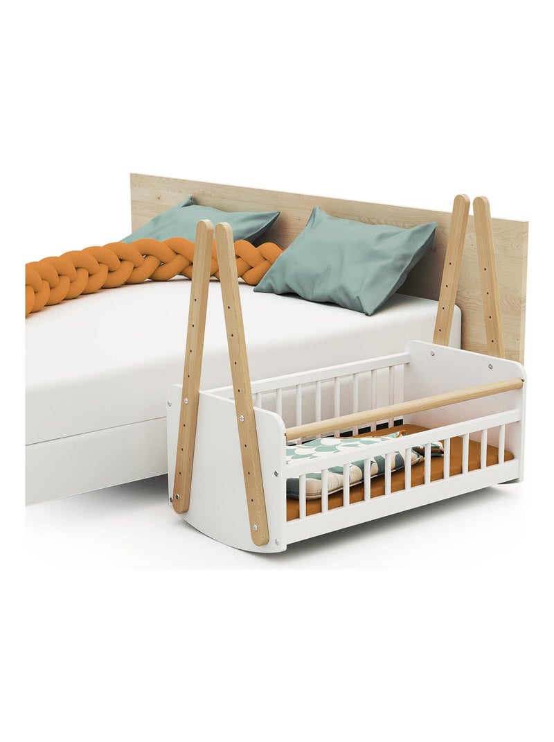 AT4 - Culla co-sleeping PIRATE legno - Bianco/Faggio natural - 87 x 50 x 74 cm Beige/Bianco - Kiabi