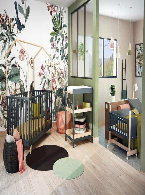 AT4 - Fasciatoio 1 prateleira LIMA legno - Grafite Grigio/Faggio - 73 x 54 x 90 cm - Kiabi