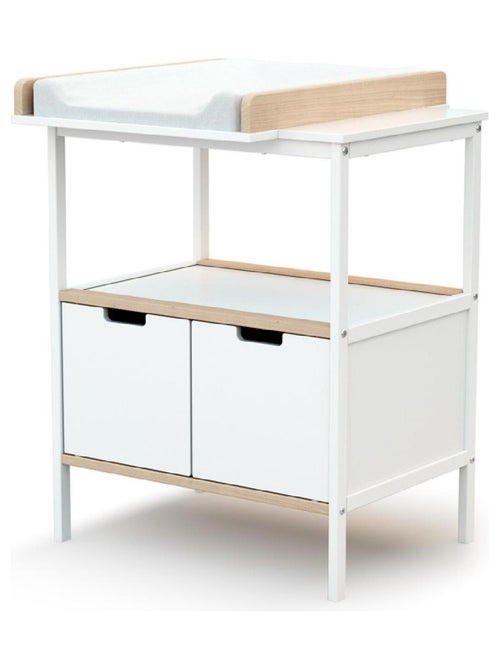 AT4 - Fasciatoio 2 ante NATUR legno - Bianco/Faggio - 68 x 66 x 90,5 cm - Kiabi