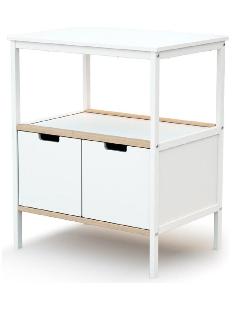 AT4 - Fasciatoio 2 ante NATUR legno - Bianco/Faggio - 68 x 66 x 90,5 cm Bianco Beige - Kiabi
