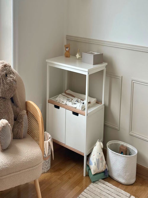 AT4 - Fasciatoio 2 ante NATUR legno - Bianco/Faggio - 68 x 66 x 90,5 cm - Kiabi