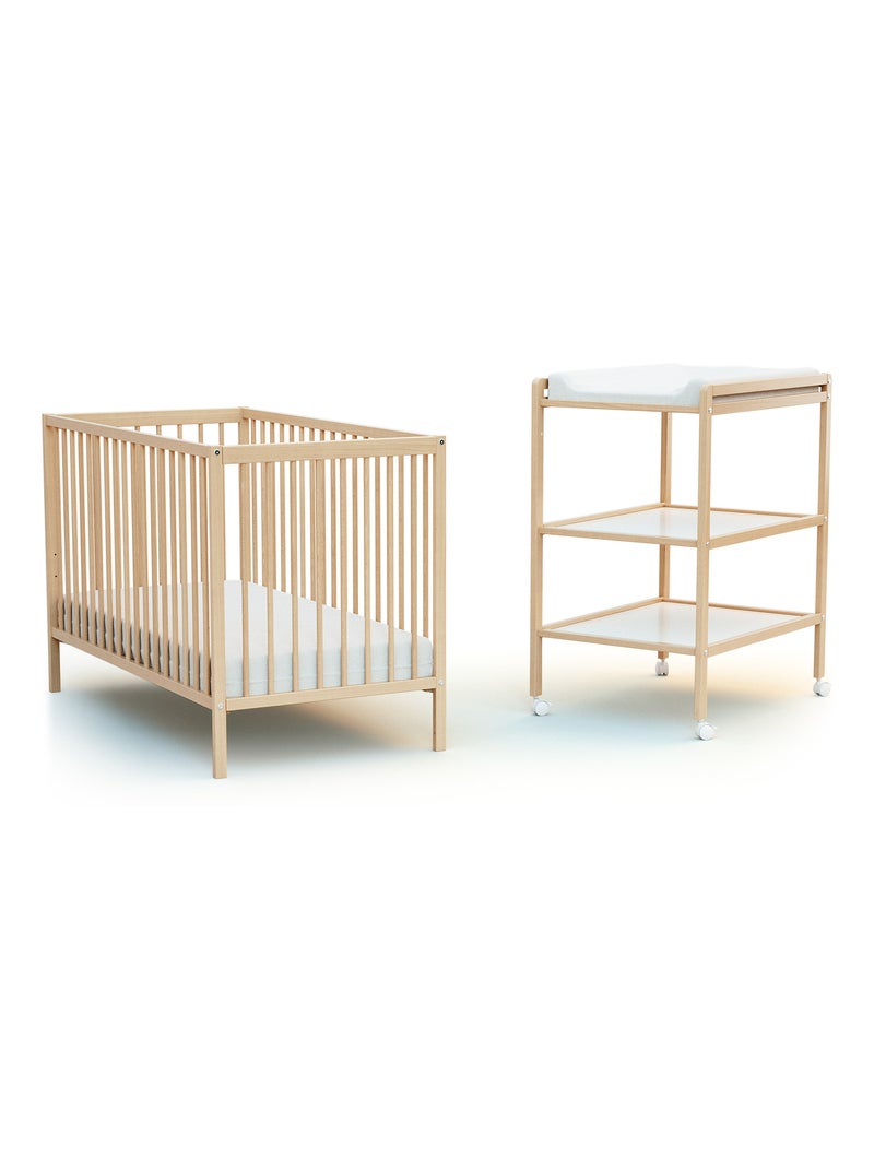 AT4 - Fasciatoio 2 prateleiras LILO legno LILO - Faggio verni - 54 x 74 x 94 cm Beige chiaro - Kiabi