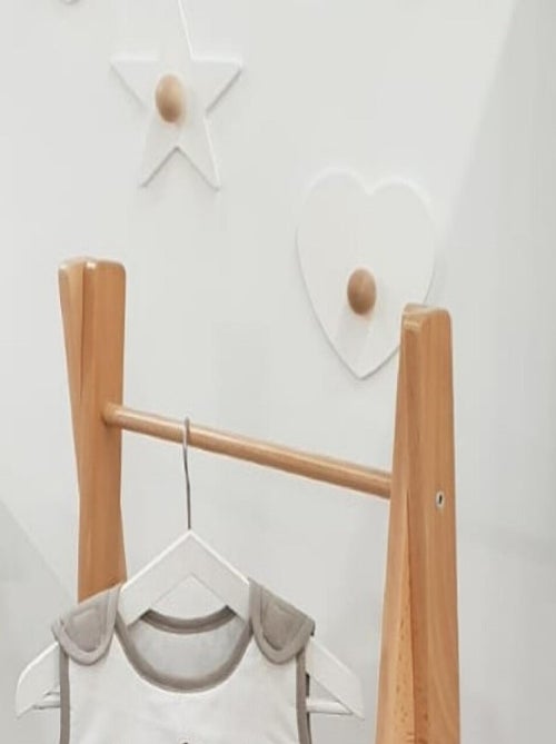 AT4 - Gancio da parete/muro bambini Stella legno - Bianco/Faggio - Kiabi