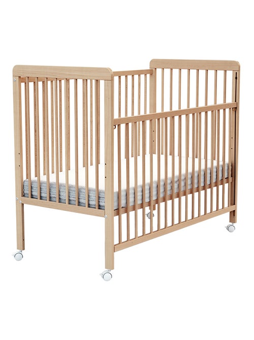 AT4 - Lettino bambini con sponde regolabile LIVO legno - Faggio verni - 60 x 120 - 124 x 64 x 98 cm - Kiabi