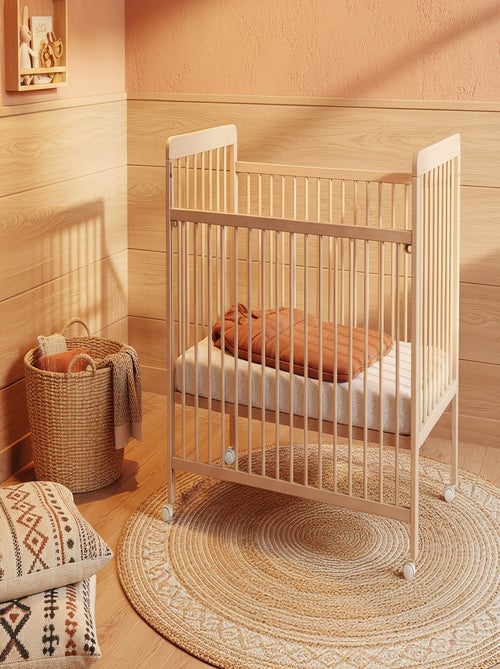 AT4 - Lettino bambini con sponde regolabile LIVO legno - Faggio verni - 60 x 120 - 124 x 64 x 98 cm - Kiabi