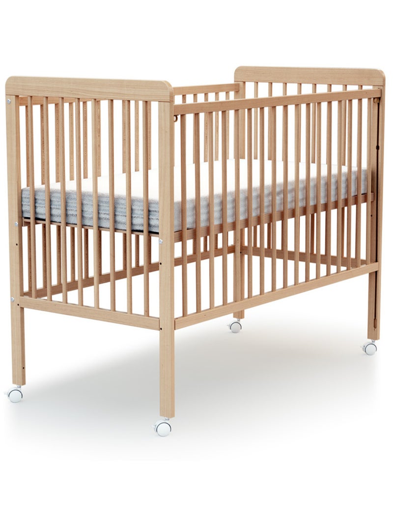 AT4 - Lettino bambini con sponde regolabile LIVO legno - Faggio verni - 60 x 120 - 124 x 64 x 98 cm Beige chiaro - Kiabi