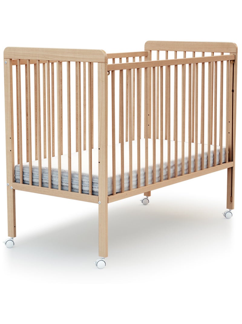 AT4 - Lettino bambini con sponde regolabile LIVO legno - Faggio verni - 60 x 120 - 124 x 64 x 98 cm Beige chiaro - Kiabi