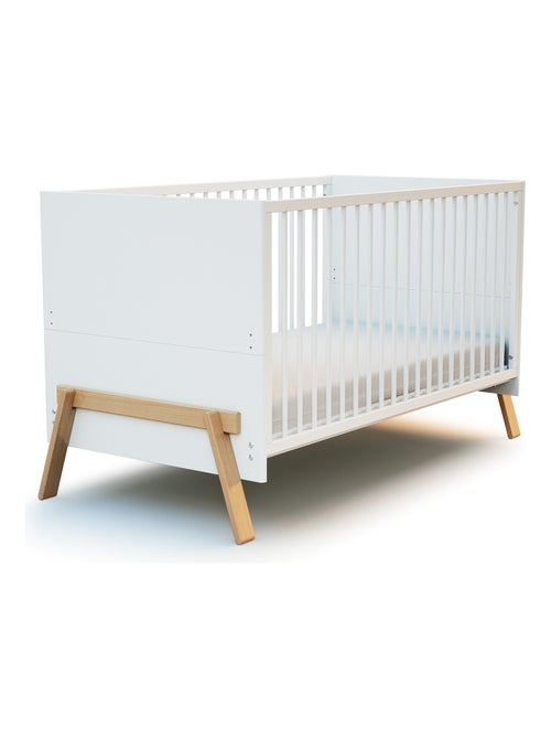 AT4 - Lettino bambini e cassettiera fasciatoio 3 cassieti CANAILLE - Bianco/Faggio - 70 x 140 - Kiabi AT4 - Lettino bambini e cassettiera fasciatoio 3 cassieti CANAILLE - Bianco/Faggio - 70 x 140 - Kiabi