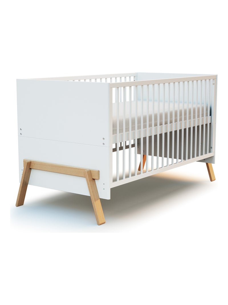 At4 - lettino bambini evolutivo canaille - bianco/faggio natural - 70 x 140 - 155 x 79 x 87,50 cm Beige/Bianco - Kiabi