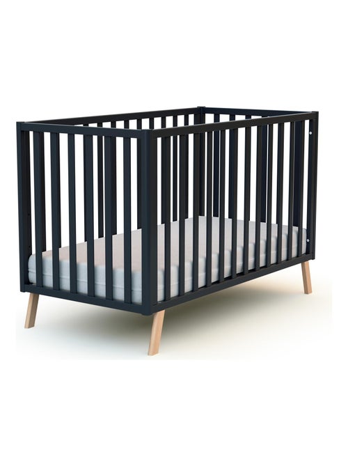 AT4 - Lettino bambini evolutivo KASA legno - Grafite grigio - 60 x 120 - 125,50 x 64 x 81,50 cm - Kiabi