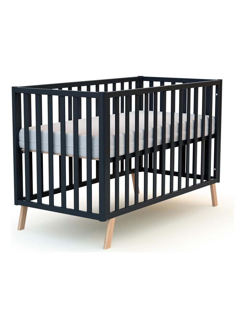 AT4 - Lettino bambini evolutivo KASA legno - Grafite grigio - 60 x 120 - 125,50 x 64 x 81,50 cm Grigio antracite - Kiabi
