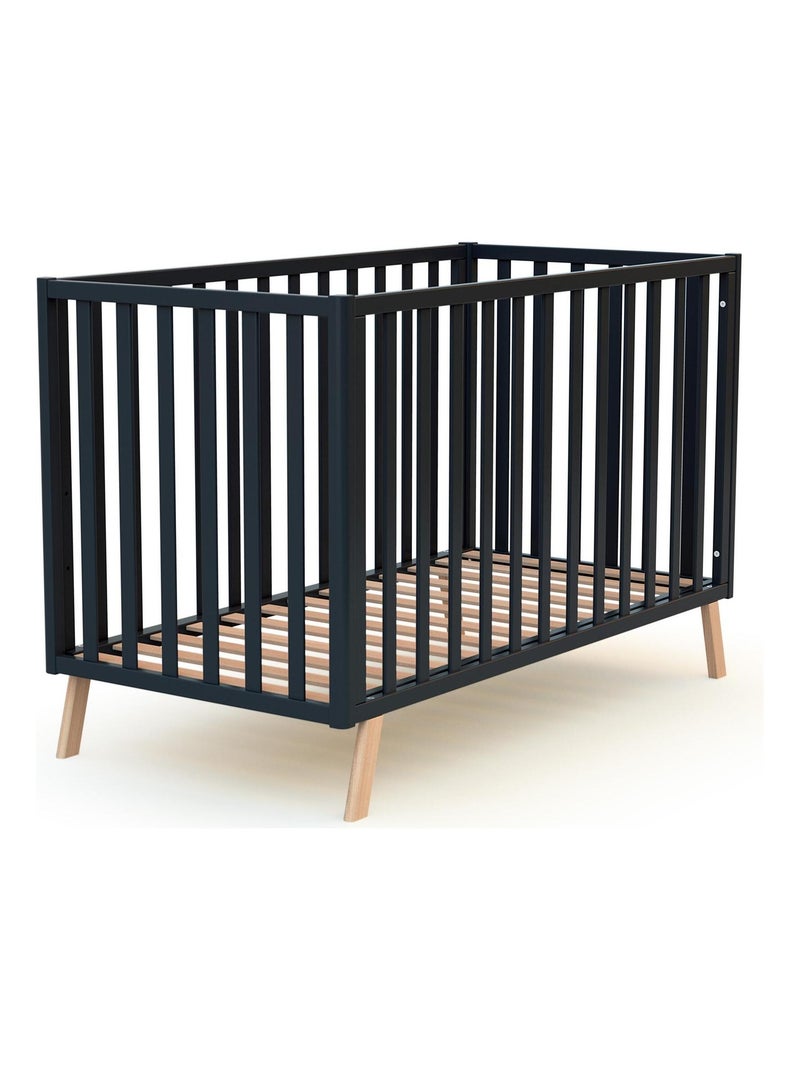 AT4 - Lettino bambini evolutivo KASA legno - Grafite grigio - 60 x 120 - 125,50 x 64 x 81,50 cm Grigio antracite - Kiabi