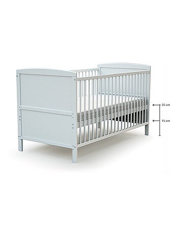 AT4 - Lettino bambini evolutivo LUNA legno - Bianco - 70 x 140 - 144 x 74,5 x 79 cm