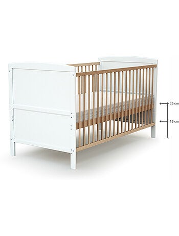 AT4 - Lettino bambini evolutivo LUNA legno - Bianco - 70 x 140 - 144 x 74,5 x 79 cm