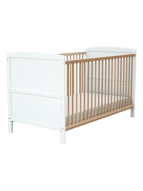 AT4 - Lettino bambini evolutivo LUNA legno - Bianco/Faggio natural - 70 x 140 - 144 x 74,5 x 79 cm - Kiabi