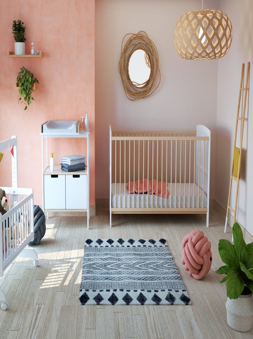 AT4 - Lettino bambini evolutivo LUNA legno - Bianco/Faggio natural - 70 x 140 - 144 x 74,5 x 79 cm - Kiabi