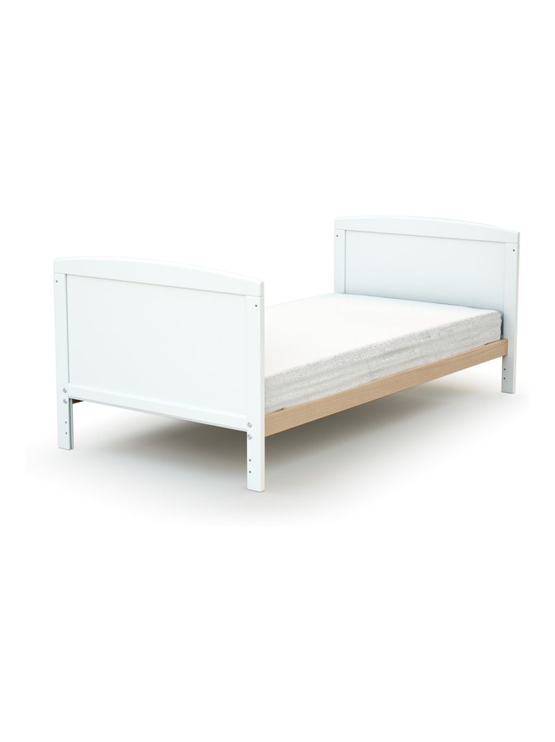 AT4 - Lettino bambini evolutivo LUNA legno - Bianco/Faggio natural - 70 x 140 - 144 x 74,5 x 79 cm Beige/Bianco - Kiabi