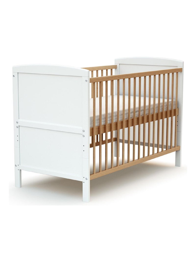 AT4 - Lettino bambini evolutivo LUNA legno - Bianco/Faggio natural Beige/Bianco - Kiabi