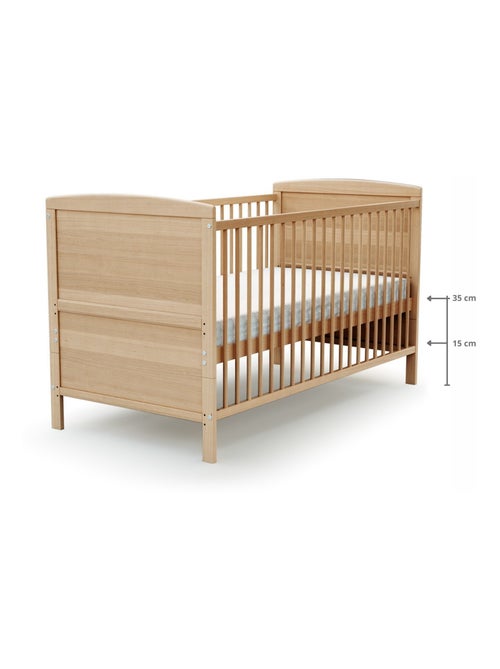 AT4 - Lettino bambini evolutivo LUNA legno - Faggio verni- 70 x 140 - 144 x 74,5 x 79 cm - Kiabi