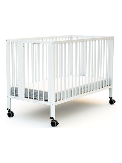 AT4 - Lettino bambini pieghevole FLOW legno - Bianco - 60 x 120 - 124,5 x 64,5 x 87,5 cm - Kiabi