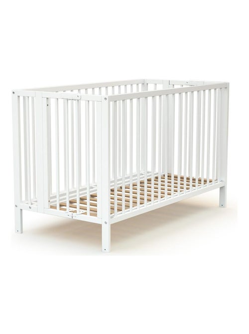 AT4 - Lettino bambini pieghevole FLOW legno - Bianco - 60 x 120 - 124,5 x 64,5 x 87,5 cm - Kiabi