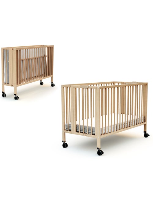 AT4 - Lettino bambini pieghevole FLOW legno - Faggio verni - 60 x 120 - 124,5 x 64,5 x 87,5 cm - Kiabi