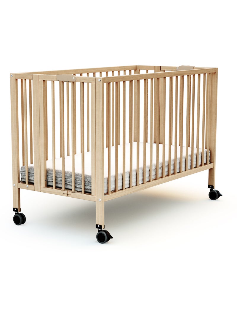 AT4 - Lettino bambini pieghevole FLOW legno - Faggio verni - 60 x 120 - 124,5 x 64,5 x 87,5 cm Beige chiaro - Kiabi