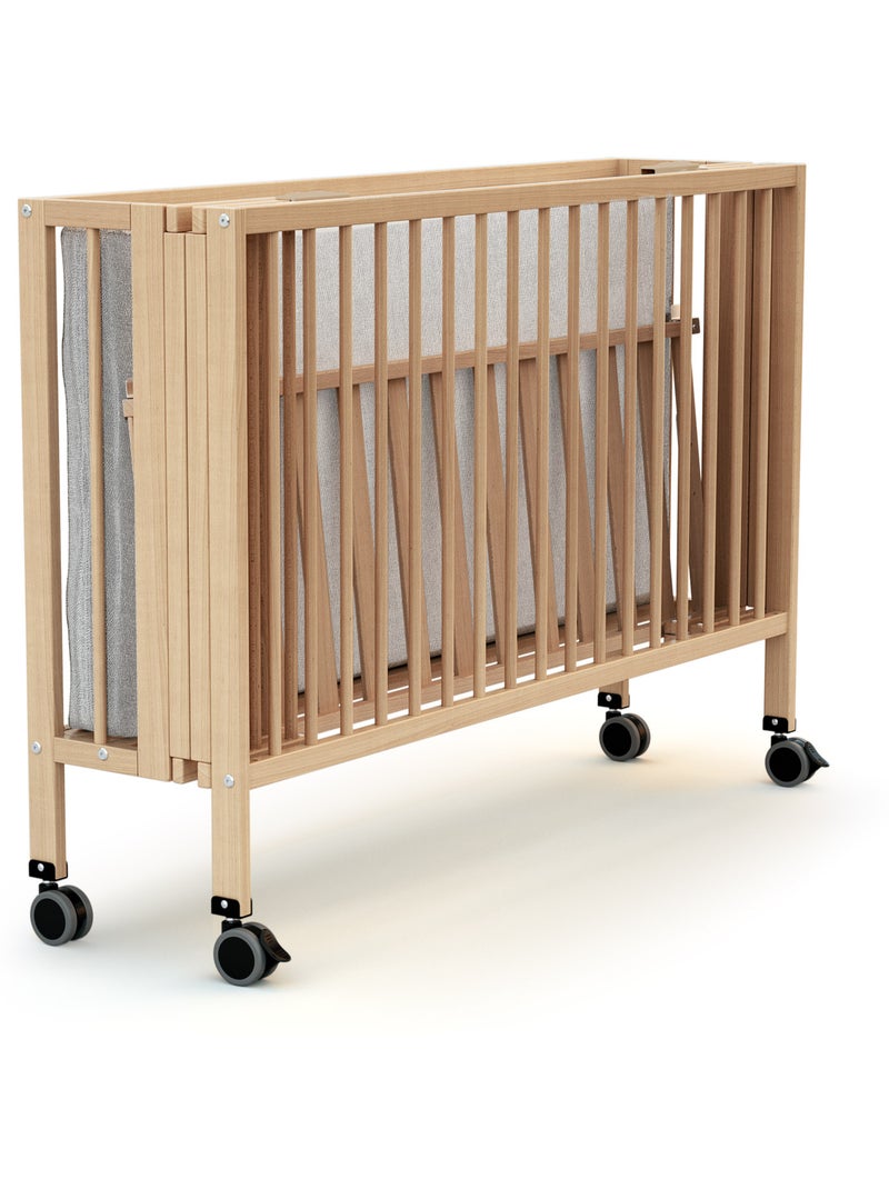 AT4 - Lettino bambini pieghevole FLOW legno - Faggio verni - 60 x 120 - 124,5 x 64,5 x 87,5 cm Beige chiaro - Kiabi