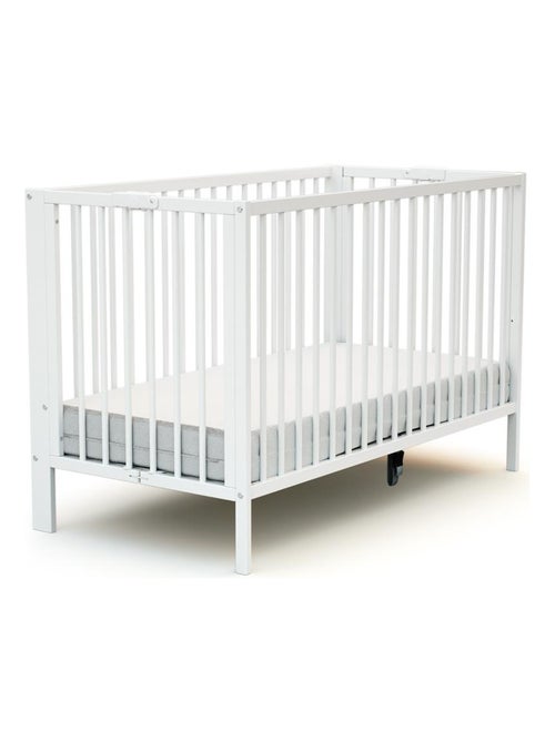 AT4 - Lettino bambini pieghevole FOLDO legno - Bianco - 60 x 120 - 124 x 64 x 82 cm - Kiabi