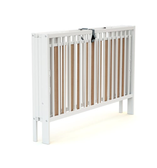 AT4 - Lettino bambini pieghevole FOLDO legno - Bianco - 60 x 120 - 124 x 64 x 82 cm - Kiabi
