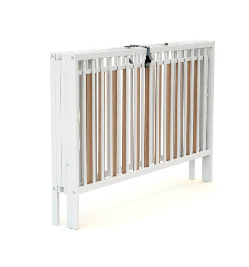 AT4 - Lettino bambini pieghevole FOLDO legno - Bianco - 60 x 120 - 124 x 64 x 82 cm Bianco - Kiabi
