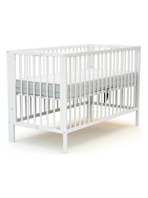 AT4 - Lettino bambini pieghevole FOLDO legno - Bianco - 60 x 120 - 124 x 64 x 82 cm - Kiabi