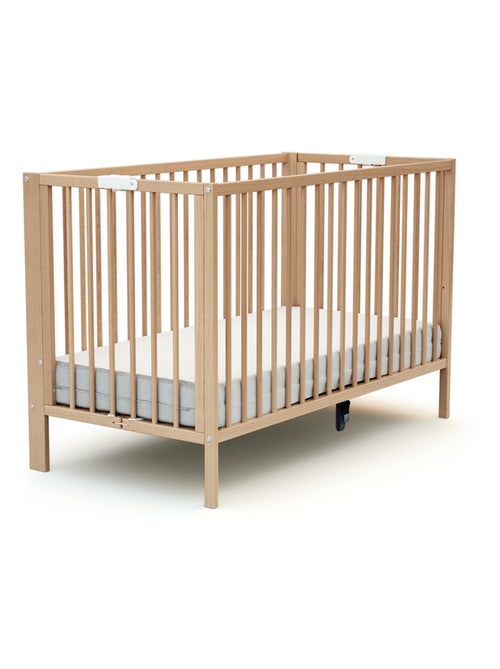AT4 - Lettino bambini pieghevole FOLDO legno - Faggio verni - 60 x 120 - 124 x 64 x 82 cm - Kiabi