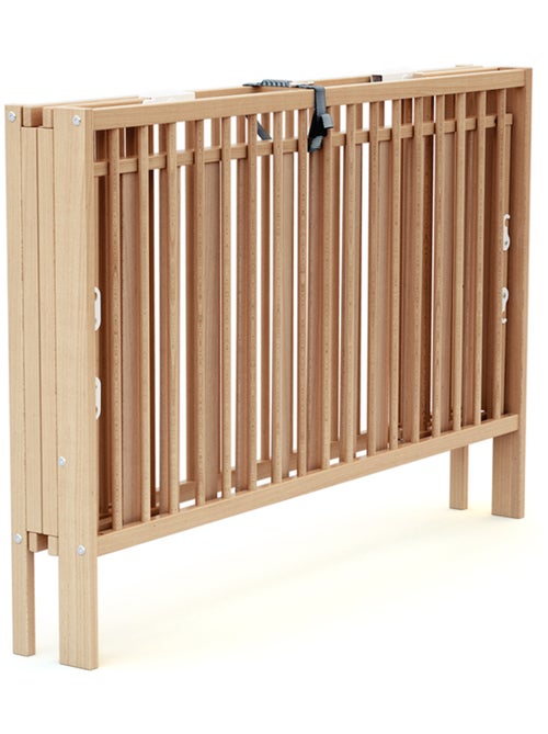 AT4 - Lettino bambini pieghevole FOLDO legno - Faggio verni - 60 x 120 - 124 x 64 x 82 cm - Kiabi